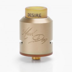 Authentic Desire Mad Dog RDA Rebuildable Dripping Atomizer - Golden, Aluminum-magnesium Alloy + PEI, 24mm Diameter