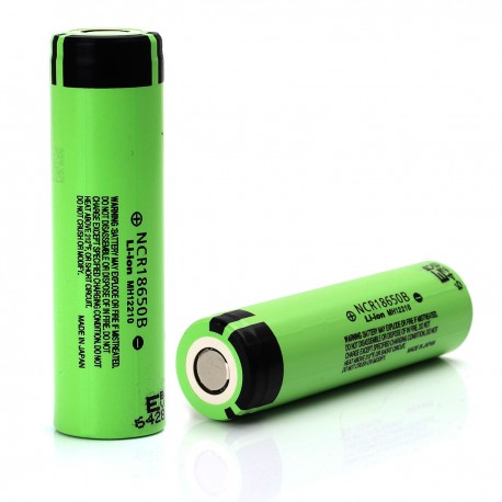 Authentic Panasonic NCR18650B 18650 3400mAh 3.7V Rechargeable High Drain Flat Top Batteries - (2 PCS)
