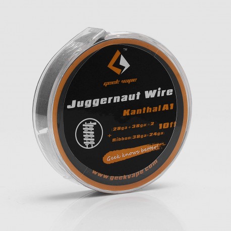 Authentic GeekVape Kanthal A1 Juggernaut Heating Wire - Silver, (28GA + 38GA) x 2 + Ribbon (38GA x 24GA), 3m (10 Feet)