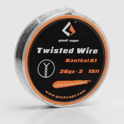 Authentic GeekVape Twisted kanthal A1 Heating Wire for RBA Atomizers - Silver, 26GA x 2, 5m (15 Feet)