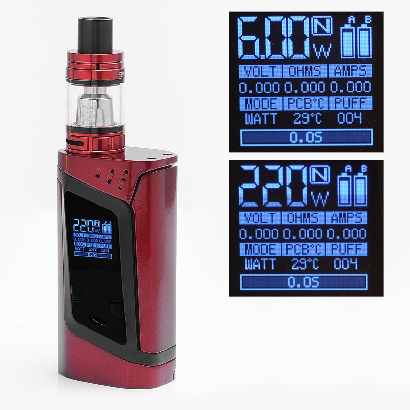 Authentic SMOKTech Alien 200W Red Black TC TFV8 Baby