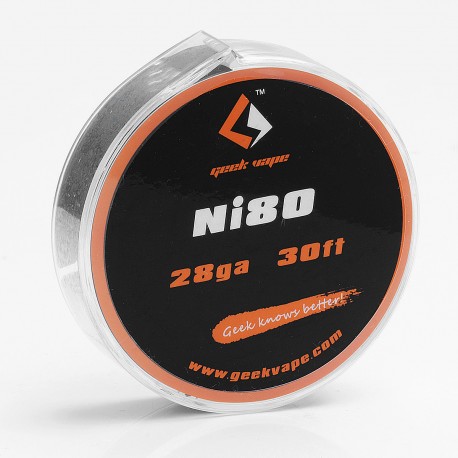 Authentic GeekVape Ni80 28GA Heating Resistance Wire for RBA / RDA / RTA - Silver, 0.3mm x 10m (30 Feet)