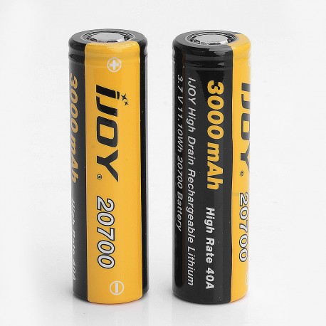Authentic IJOY 20700 3000mAh 3.7V 40A High Discharge Flat Top Batteries - 2 PCS (5 Positive Legs)