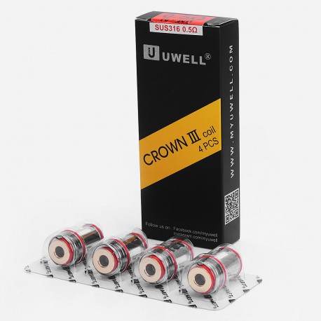 Authentic Uwell Crown 3 Coil Heads for Uwell Crown 3 Sub Ohm Tank - Silver, 0.5 Ohm (70~80W) (4 PCS)