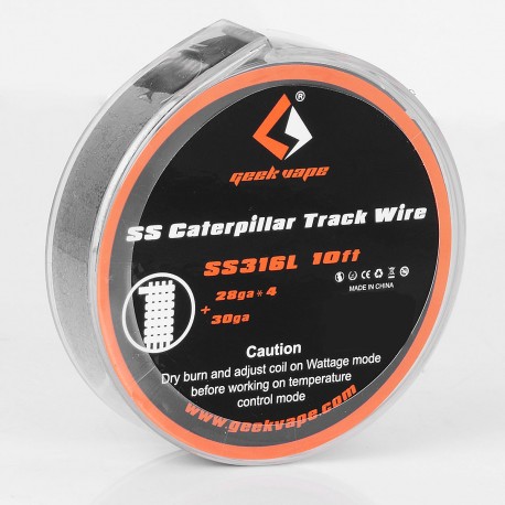 Authentic Geekvape SS316L Caterpillar Track Heating Wire for RBA / RDA / RTA - 28GA x 4 + 30GA, 3m (10 Feet)