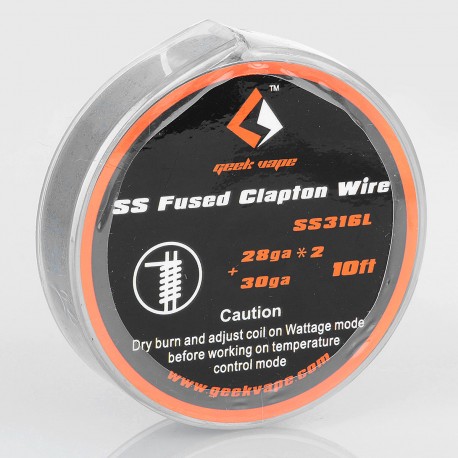 Authentic Geekvape SS316L Fused Clapton Heating Resistance Wire for RBA / RDA / RTA Atomizers - 28GA x 2 + 30GA, 3m (10 Feet)