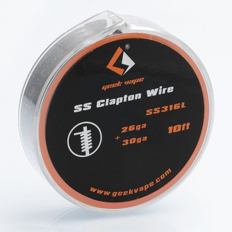 Authentic Geekvape SS316L Clapton Heating Resistance Wire for RBA / RDA / RTA Atomizers - 26GA + 30GA, 3m (10 Feet)