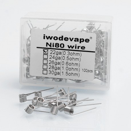 Authentic Iwodevape Ni80 Pre-built Heating Resistance Wire Coil - 22GA, 0.3 Ohm (100 PCS)