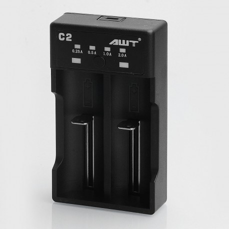 [Ships from Bonded Warehouse] Authentic AWT C2 2A Quick Charge Intelligent Battery Charger - Black, 2 x Battery Slots