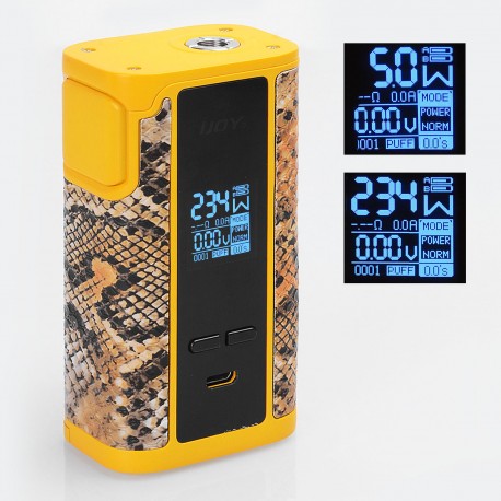 Authentic IJOY Captain PD270 234W TC VW Variable Wattage Mod - Yellow, 5~234W, 2 x 20700, 0.05~3 Ohm (without 20700 Batteries)