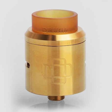 Authentic Augvape Druga RDA 24K Gold Limited Edition Rebuildable Dripping Atomizer w/ BF Pin - Gold, Stainless Steel, 24mm Dia.