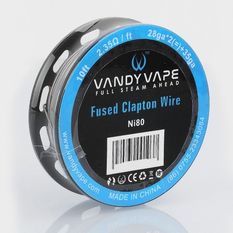 Authentic VandyVape Ni80 Fused Clapton Wire Heating Resistance Wire - 28GA x 2 + 35GA, 2.35 Ohm / Ft, 3m (10 Feet)