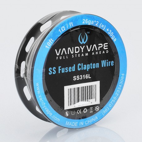 Authentic VandyVape SS316L Fused Clapton Heating Resistance Wire - 26GA x 2 + 30GA, 3m (10 Feet)