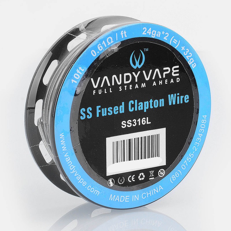 x2+32GA Resistance Wire NI80 SS316 Wires ss316L+NI80 26GA+32GA 2 Packs Staggered Fused Clapton wire 10ft -