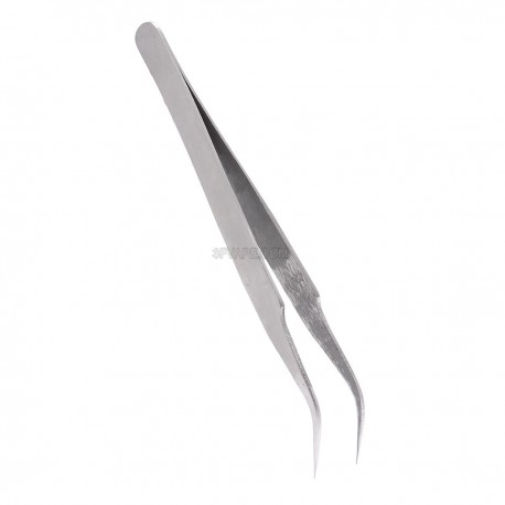 Stainless Steel Curved Tweezers - Silver, HRC 40'
