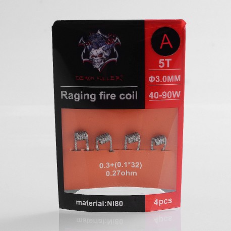 Authentic Demon Killer Raging Fire Coil A Ni80 Heating Wire - 0.3 + (0.1 x 32), 0.27 Ohm (4 PCS)