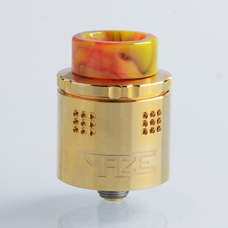 Authentic VandyVape Maze Sub Ohm BF RDA Rebuildable Dripping Atomizer - Gold, Stainless Steel, 2ml, 24mm Diameter