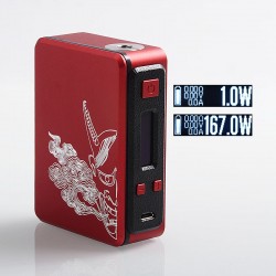 Authentic Asmodus Oni 167W DNA250 TC VW Variable Wattage Box Mod - Anodized Red, Aluminum, 1~167W, 2 x 18650, Evolv DNA250 Chip