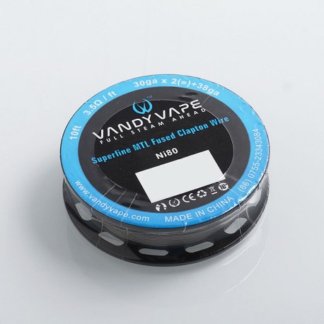 [Ships from Bonded Warehouse] Authentic VandyVape Ni80 Superfine MTL Fused Clapton Wire - 30GA x 2 + 38GA, 3.5 Ohm / Ft, 3m