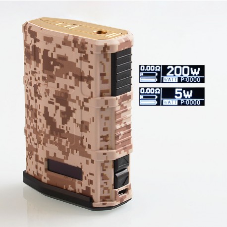 Authentic Cool Madpul 200W VW Variable Wattage Box Mod - Camouflage, Nylon Fiber + Stainless Steel, 2 x 18650