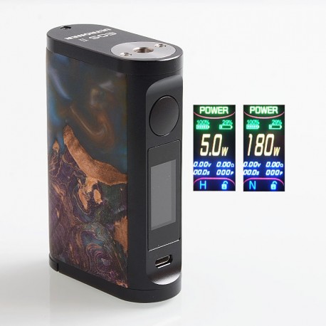 Authentic Asmodus EOS II 180W Touch Screen TC VW Variable Wattage Mod - Purple, Aluminum + Stabilized Wood, 5~180W, 2 x 18650