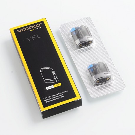 Authentic Voopoo Replacement Pod Cartridge for VFL Pod System Kit - 0.8ml, 1.2 Ohm (2 PCS)