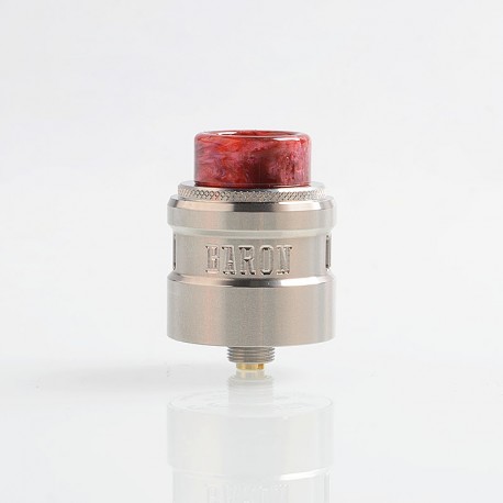 Authentic GeekVape Baron RDA Rebuildable Dripping Atomizer w/ BF Pin - Silver, Stainless Steel, 24mm Diameter