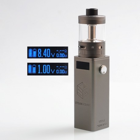 Authentic Steam Crave Titan PWM 300W VV Variable Voltage Box Mod + Aromamizer Titan RDTA Kit - Gun Metal, 4 x 18650, 28ml, 41mm