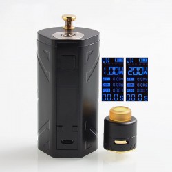 Authentic Smoant Battlestar 200W Squonker Kit VV / VW / DVW Box Mod + RDA Kit - Black, 1~200W, 7ml Bottle, 2 x 18650