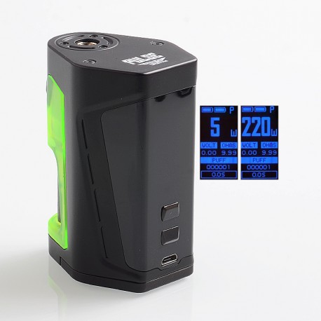 Authentic VandyVape Pulse Dual 220W TC VW Squonk Box Mod - Black Green, 5~220W, 7ml, 2 x 18650