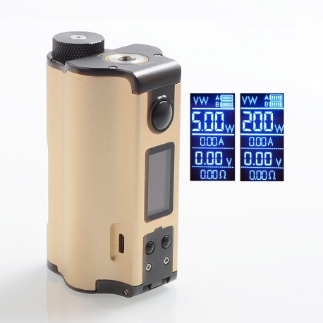 Authentic Dovpo Topside Dual 200W TC VW Variable Wattage Squonk Box Mod - Gold, 5~200W, 2 x 18650, 10ml