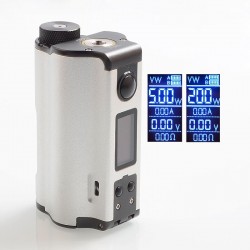Authentic Dovpo Topside Dual 200W TC VW Variable Wattage Squonk Box Mod - Silver, 5~200W, 2 x 18650, 10ml
