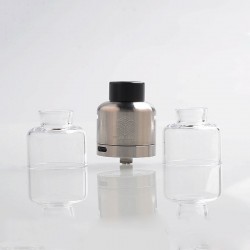 Authentic Steam Crave Glaz RDSA V1.1 30mm Rebuildable Dripping Atomizer w/ BF Pin - Silver, 30mm Diameter