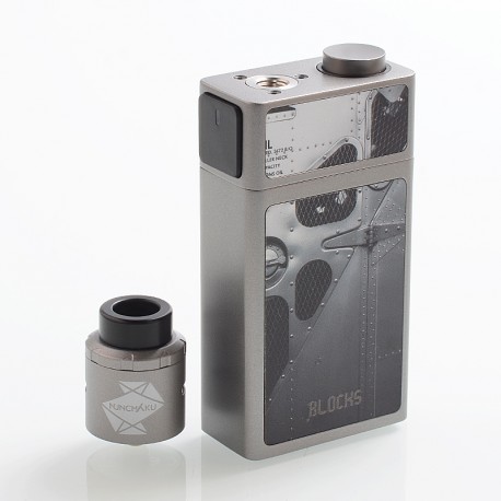 Authentic Uwell Blocks 90W Squonk Box Mod + Nunchaku RDA Kit - Grey, 1 x 18650, 15ml