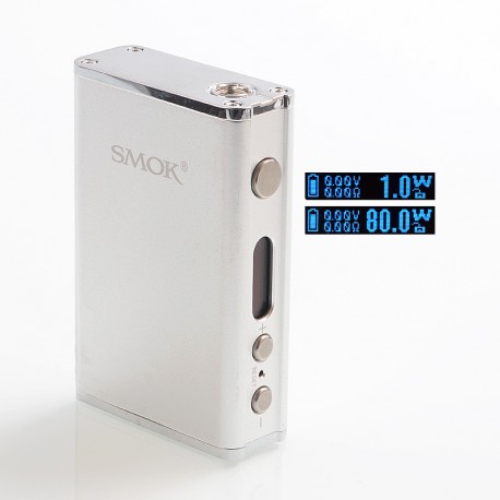 Authentic SMOKTech SMOK R80 80W 4400mAh TC VW Variable Wattage Box Mod - Silver, Stainless Steel + Zinc Alloy, 1~80W