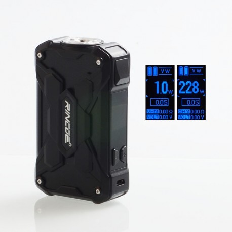 Authentic Rincoe Mechman 228W TC VW Variable Wattage Box Mod - Steel Wing Full Black, 1~228W, 2 x 18650