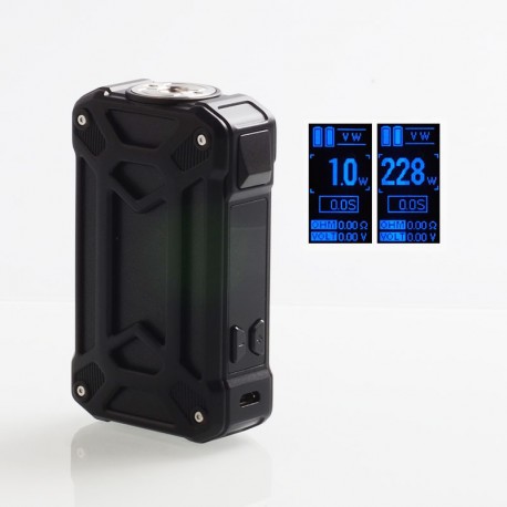 Authentic Rincoe Mechman 228W TC VW Variable Wattage Box Mod - Steel Case Full Black, 1~228W, 2 x 18650