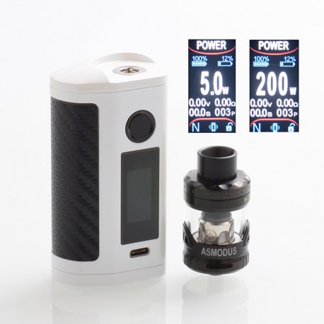 Authentic Asmodus Minikin 3S 200W TC VW Variable Wattage Box Mod + Viento Tank Kit - White, 5~200W, 2 x 18650, 3.5ml, 3.0 Ohm