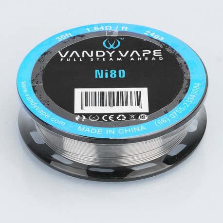 Authentic VandyVape Ni80 Heating Resistance Wire for RDA / RTA / RDTA Atomizer - 24GA, 1.64 ohm / Ft, 10m (30 Feet)