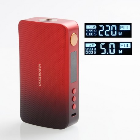 Authentic Vaporesso GEN 220W TC VW Variable Wattage Box Mod - Red, 5~220W, 2 x 18650