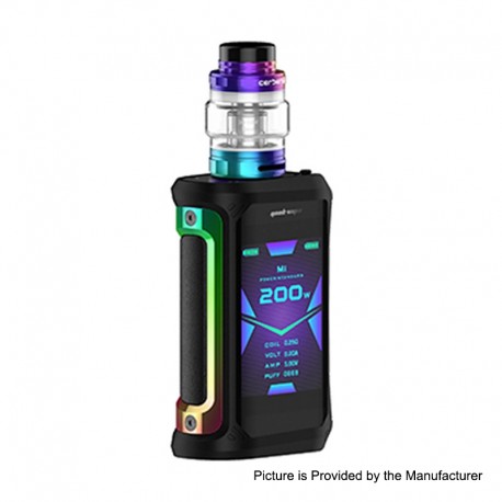 Authentic GeekVape Aegis X 200W TC VW Variable Wattage Mod w/ Cerberus Tank Kit - Rainbow & Black, 5~200W, 5.5ml, 2 x 18650