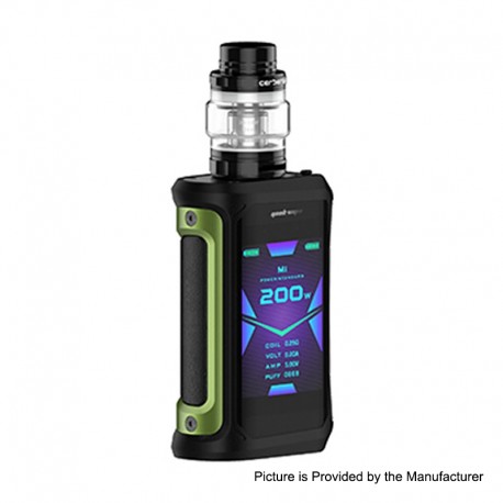 Authentic GeekVape Aegis X 200W TC VW Variable Wattage Mod w/ Cerberus Tank Kit - Green & Black, 5~200W, 5.5ml, 2 x 18650