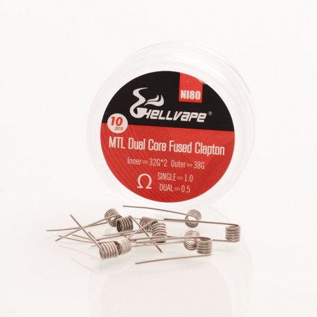 [Ships from Bonded Warehouse] Authentic HellNi80 MTL Dual Core Fused Clapton Wire - 32GA x 2 + 38GA, 1.0ohm / 0.5ohm (10 PCS)