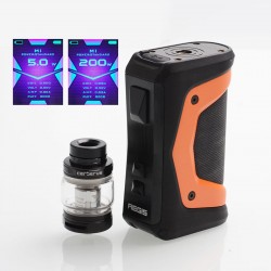 Authentic GeekVape Aegis X 200W TC VW Variable Wattage Mod w/ Cerberus Tank Kit - Signature Orange, 5~200W, 5.5ml, 2 x 18650