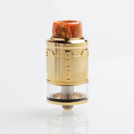 Authentic VandyVape Pyro V3 RDTA Rebuildable Dripping Tank Atomizer w/ BF Pin - Gold, Stainless Steel, 2ml, 24mm Diameter