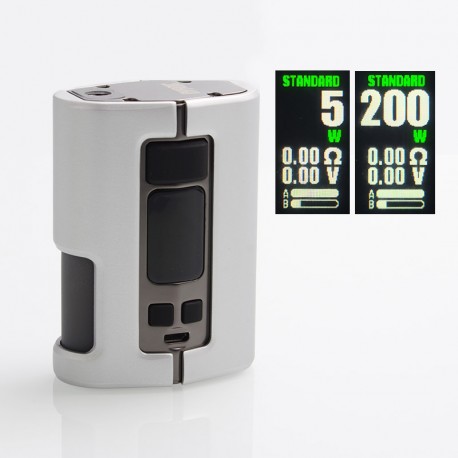 Authentic Wotofo Dyadic 200W VW Variable Wattage Squonk Box Mod - Silver, Zinc Alloy + Velvet Rubber Coating, 5~200W, 2 x 18650