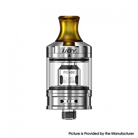 Authentic IJOY NIC Tank Clearomizer - Mirror SS, Stainless Steel + Glass, 2.0ml, 0.8ohm / 1.2ohm, 21mm Diameter