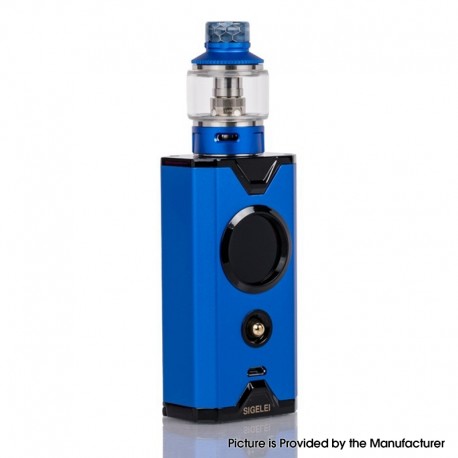 Authentic Sigelei Chronus Shikra 200W TC VW Box Mod w/ Sub-Ohm Tank Kit - Blue Neon, Zinc Alloy + SS, 2 x 18650