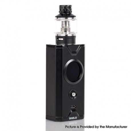 Authentic Sigelei Chronus Shikra 200W TC VW Box Mod w/ Sub-Ohm Tank Kit - Onyx, Zinc Alloy + SS, 2 x 18650