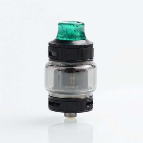 Authentic Goforvape Double UP RTA Rebuildable Tank Atomizer - Black, Stainless Steel + Glass, 2ml, 23mm Diameter